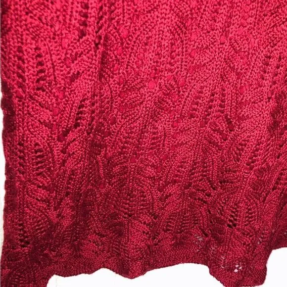 CATO Red Crochet Lined Red Long Sleeves Sweater. Large - Picture 5 of 5